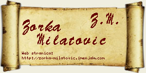 Zorka Milatović vizit kartica
